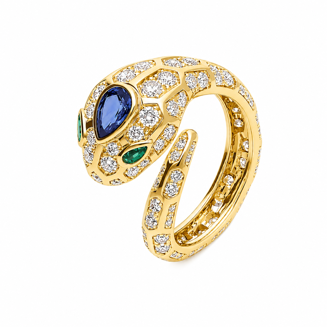 SERPENT SAPPHIRE PAVE LAB DIAMOND RING