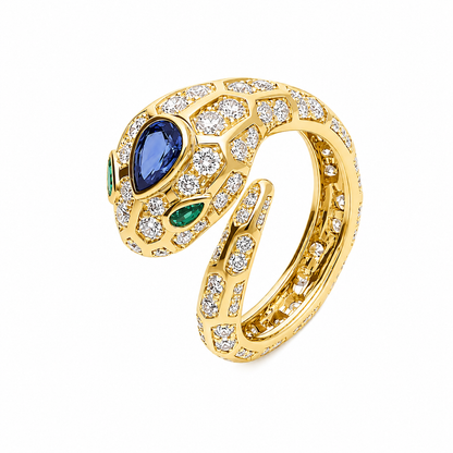 SERPENT SAPPHIRE PAVE LAB DIAMOND RING - M&D Signature Jewels
