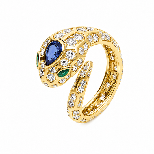 SERPENT SAPPHIRE PAVE LAB DIAMOND RING - M&D Signature Jewels