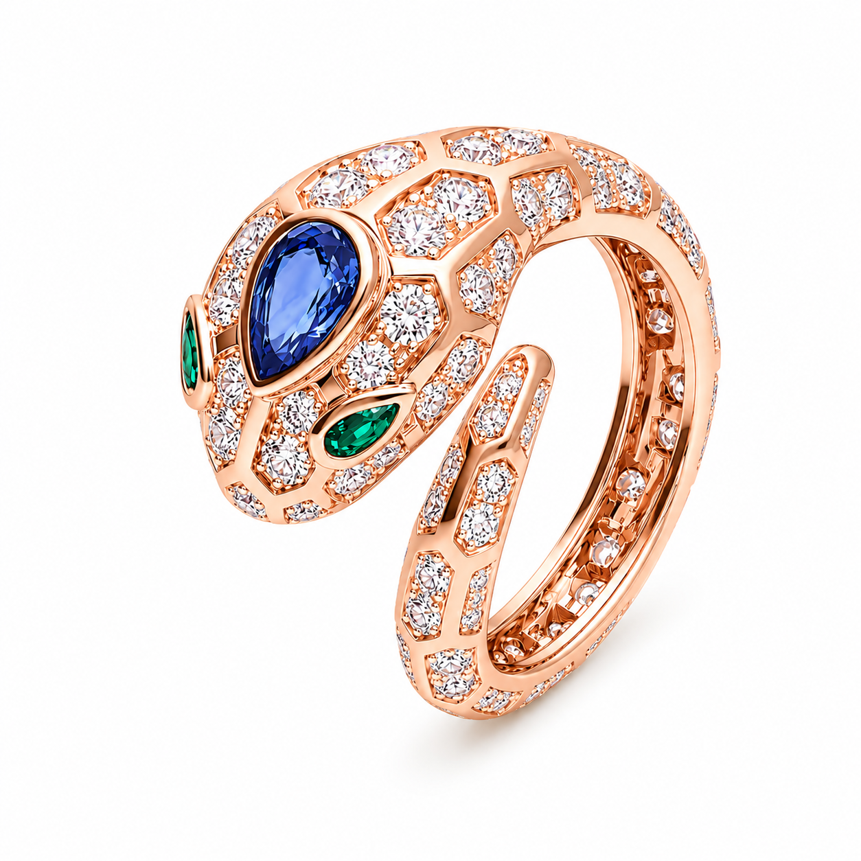SERPENT SAPPHIRE PAVE LAB DIAMOND RING