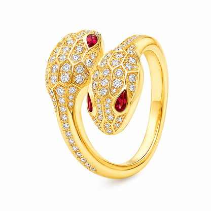 SERPENT RUBY PAVE LAB DIAMOND RING - M&D Signature Jewels