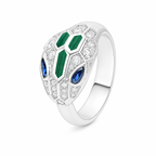 SERPENT EMERALD SAPPHIRE PAVE LAB DIAMOND RING