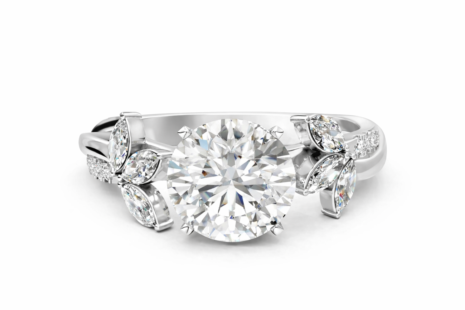 ROUND FLORAL NATURE INSPIRED CHANNEL RING