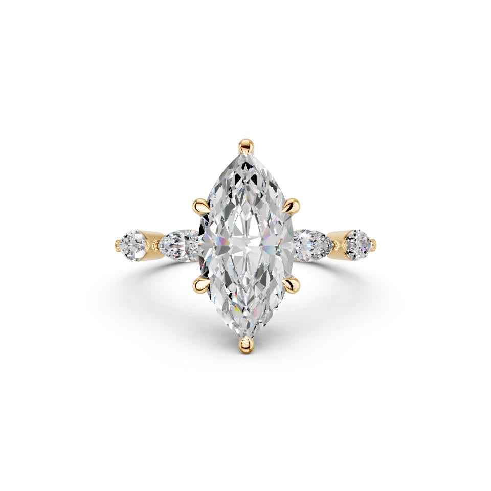 MARQUISE RING WITH HIDDEN HALO AND SIDE STONES