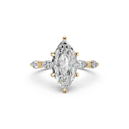 MARQUISE RING WITH HIDDEN HALO AND SIDE STONES
