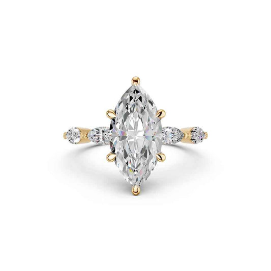 MARQUISE RING WITH HIDDEN HALO AND SIDE STONES