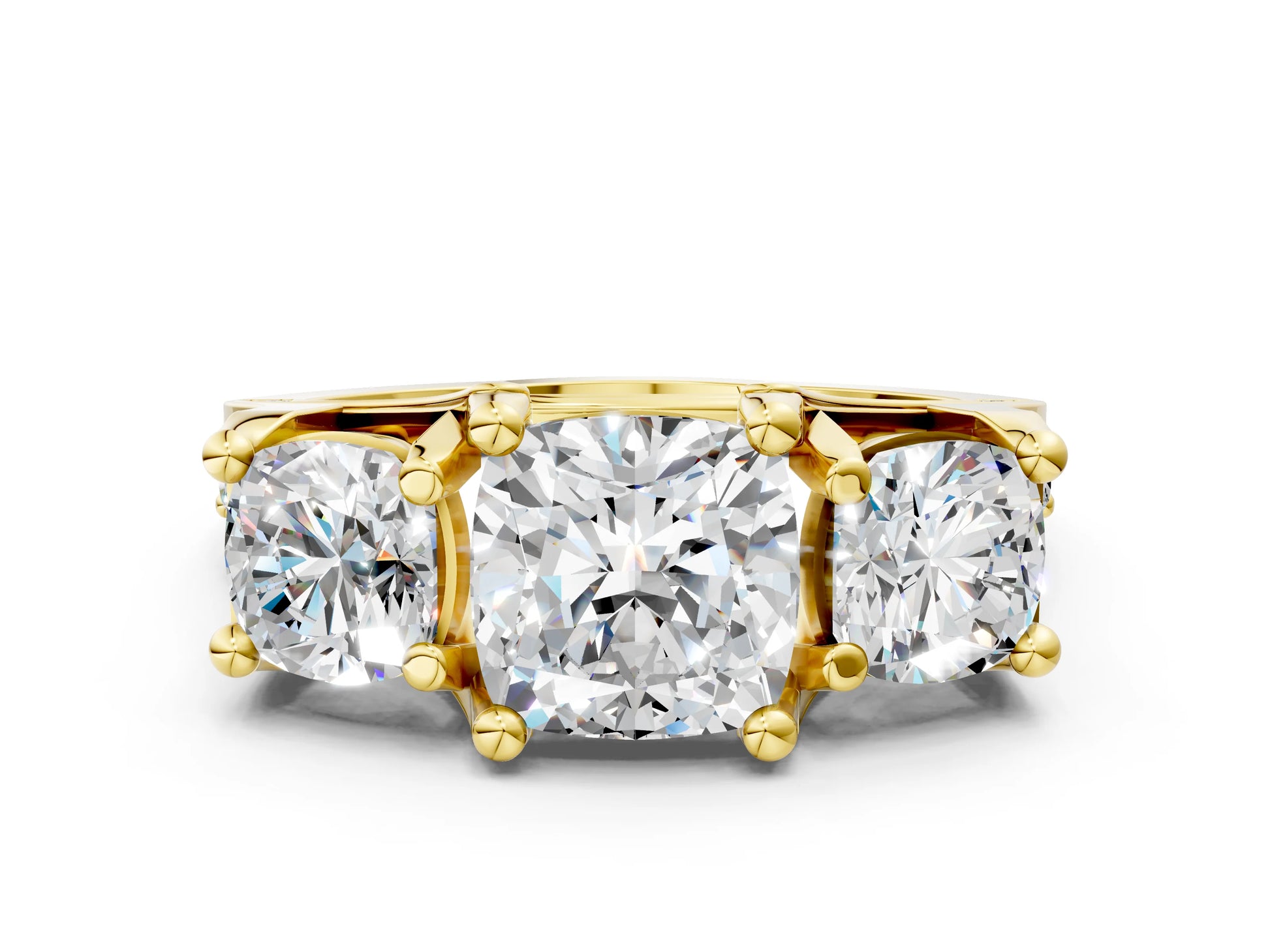 CUSHION 3 STONE RING - M&D Signature Jewels
