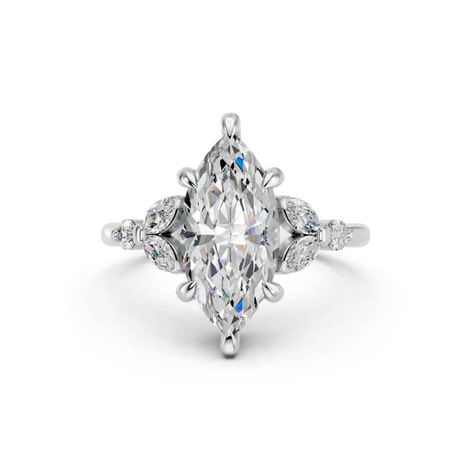 MARQUISE RING WITH SIDE STONES