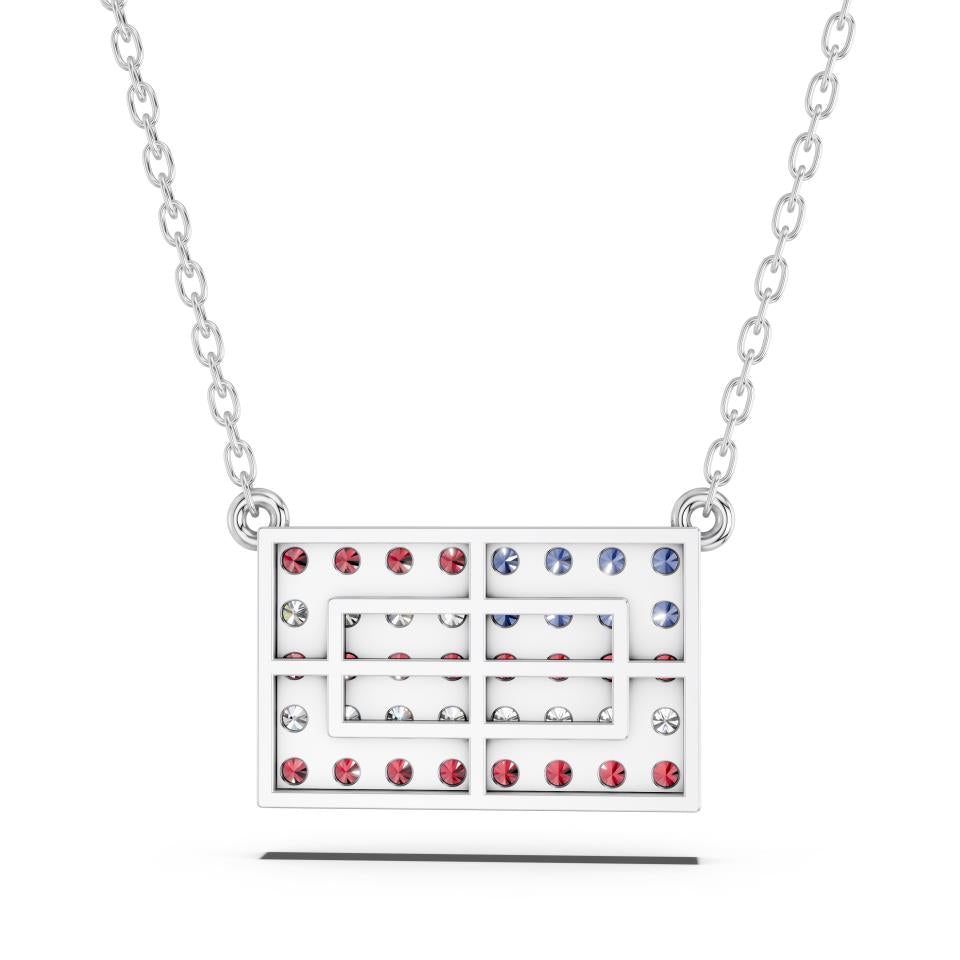 American Flag Bar Pendant Necklace with Lab-Grown Diamonds & Gemstones