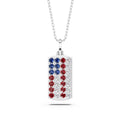 American Flag Dog Tag Pendant with Lab-Grown Diamonds & Gemstones