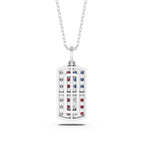 American Flag Dog Tag Pendant with Lab-Grown Diamonds & Gemstones