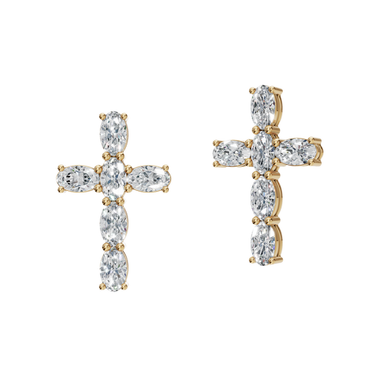 OVAL CROSS EARRING - M&D Signature Jewels