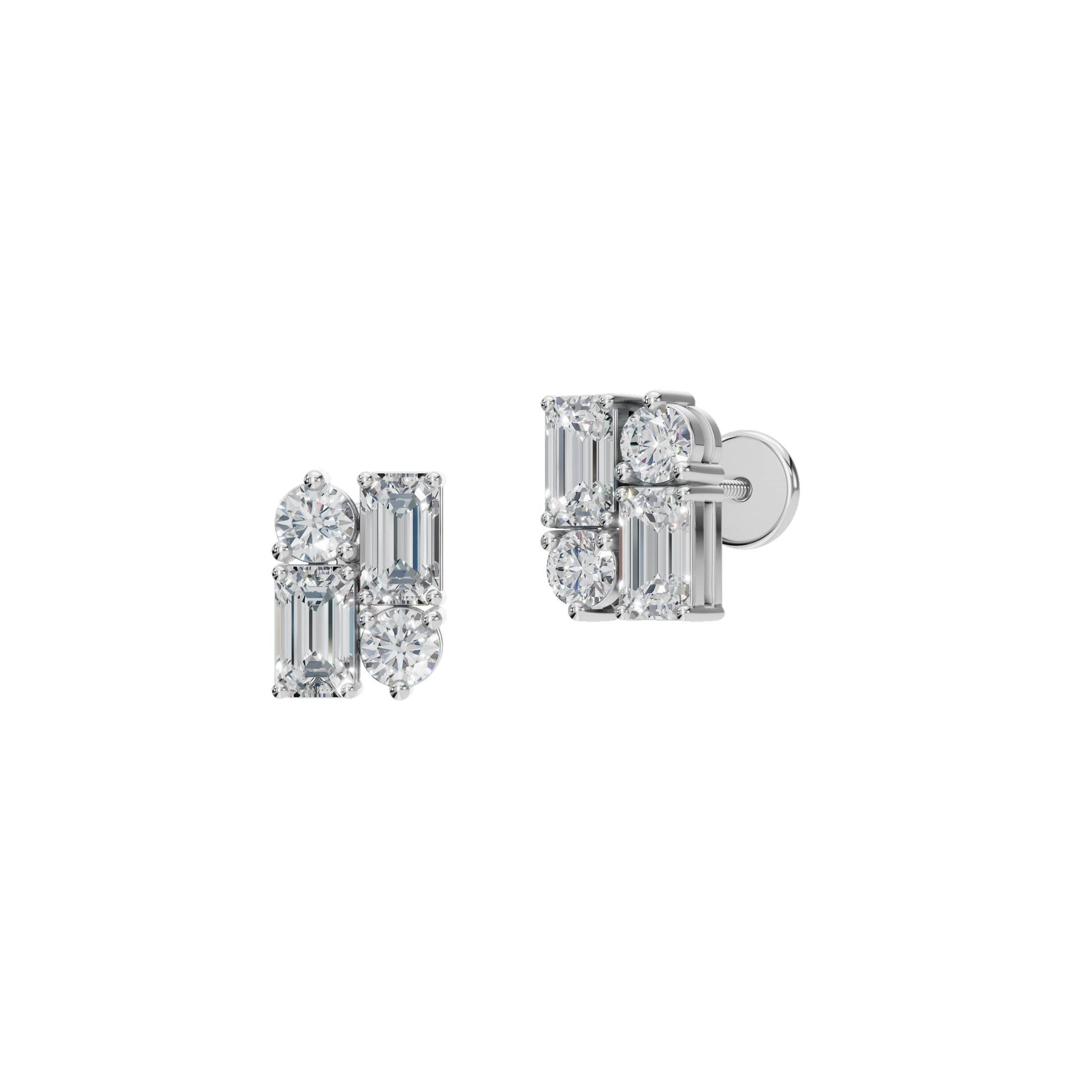 BAGUETTE ROUND EARRING - M&D Signature Jewels