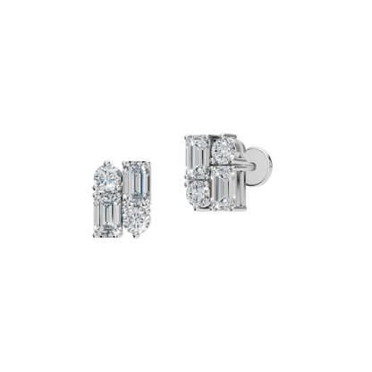 BAGUETTE ROUND EARRING - M&D Signature Jewels