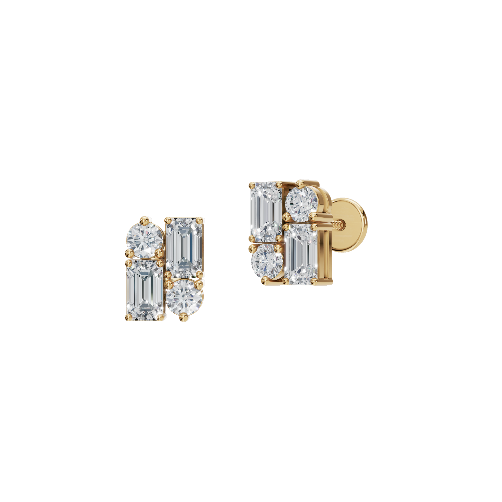 BAGUETTE ROUND EARRING