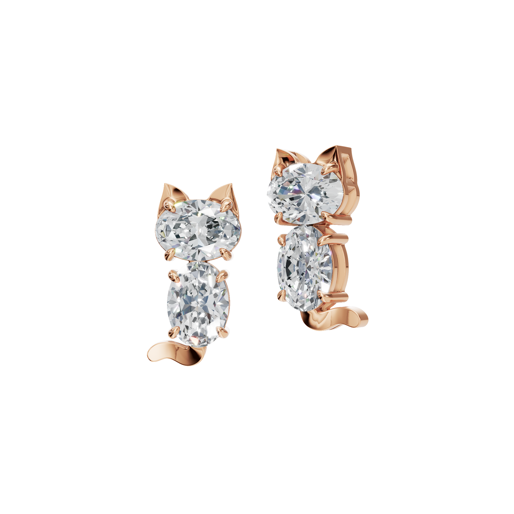 OVAL 2 STONE FANCY EARRING