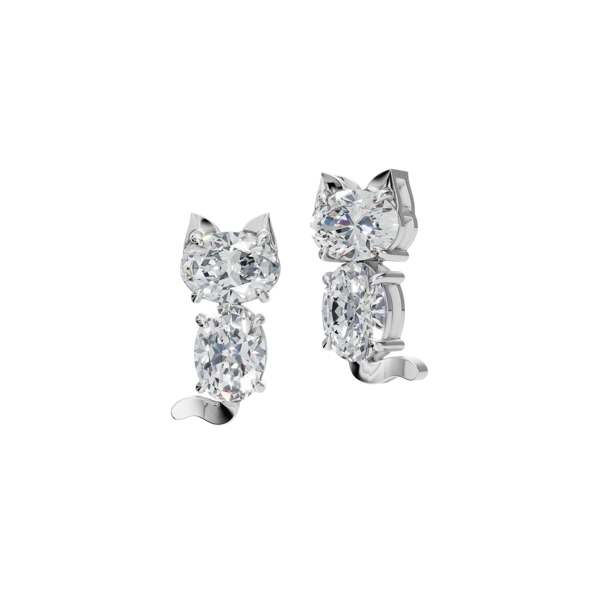 OVAL 2 STONE FANCY EARRING