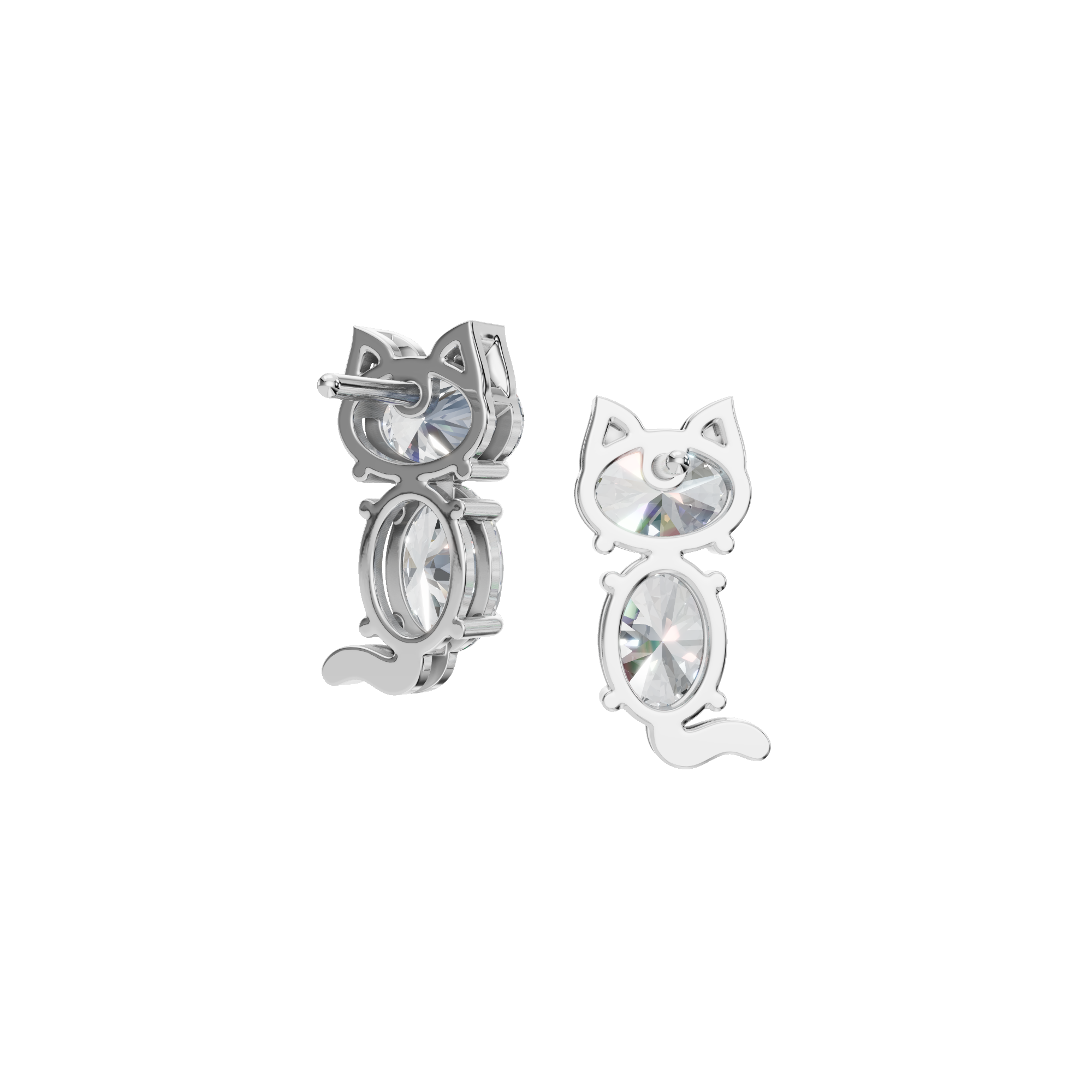 OVAL 2 STONE FANCY EARRING