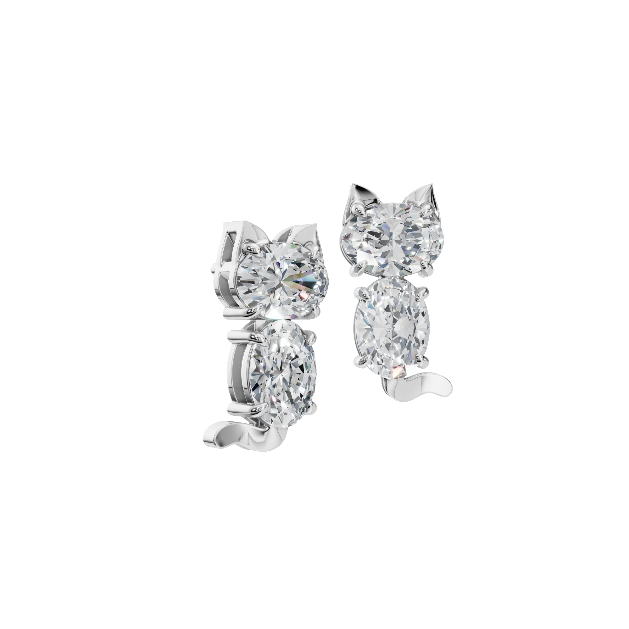 OVAL 2 STONE FANCY EARRING