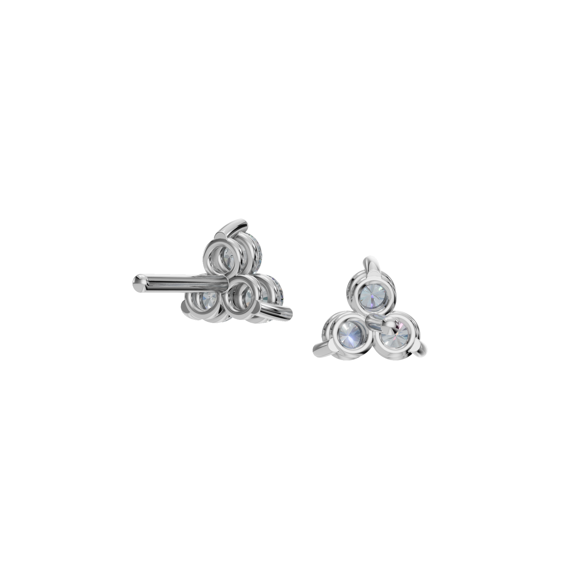 ROUND 3 STONE EARRING