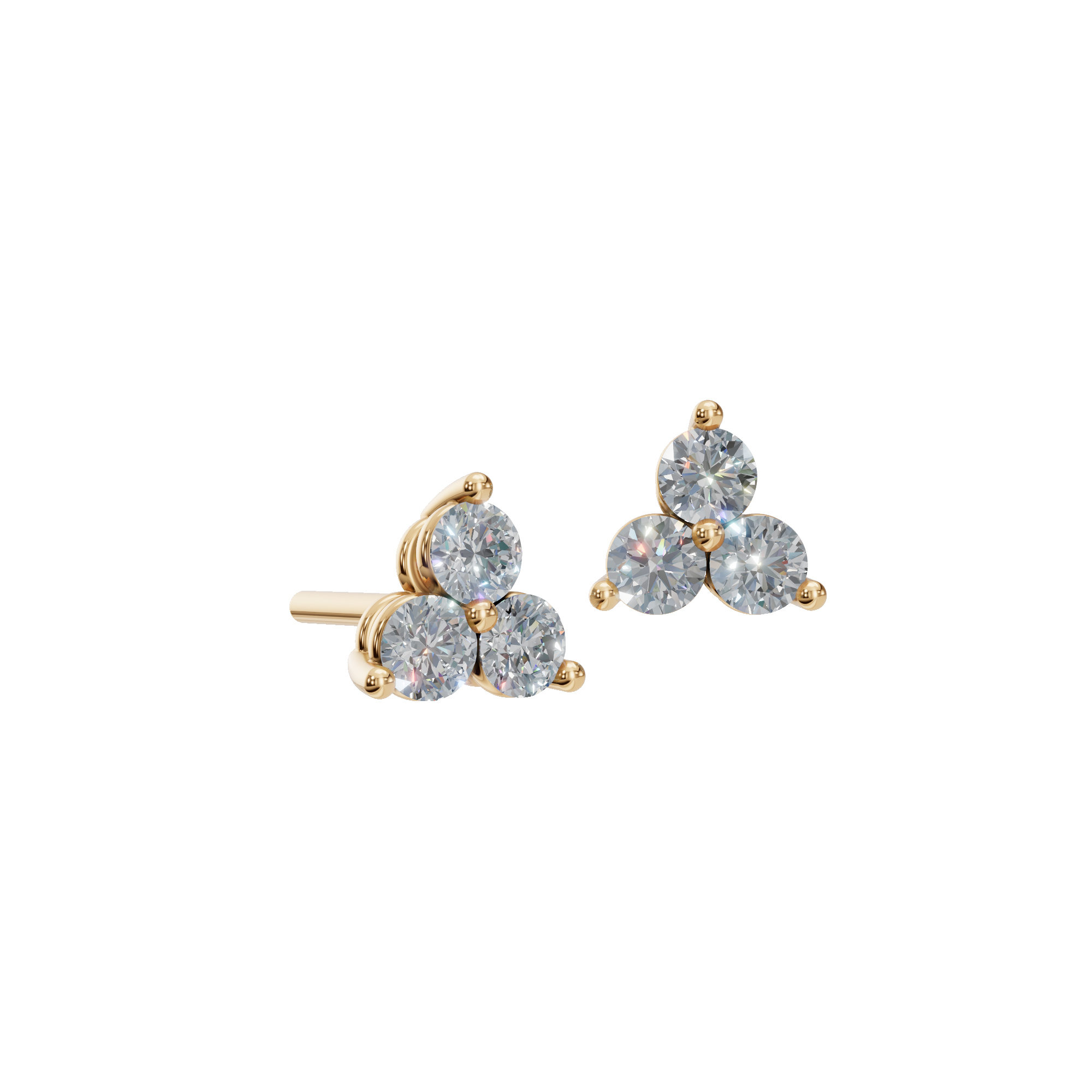 ROUND 3 STONE EARRING