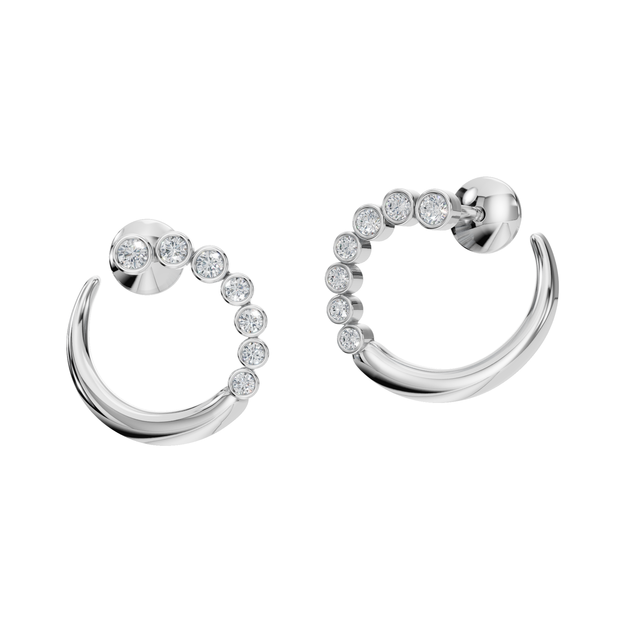 ROUND FANCY BEZEL EARRING