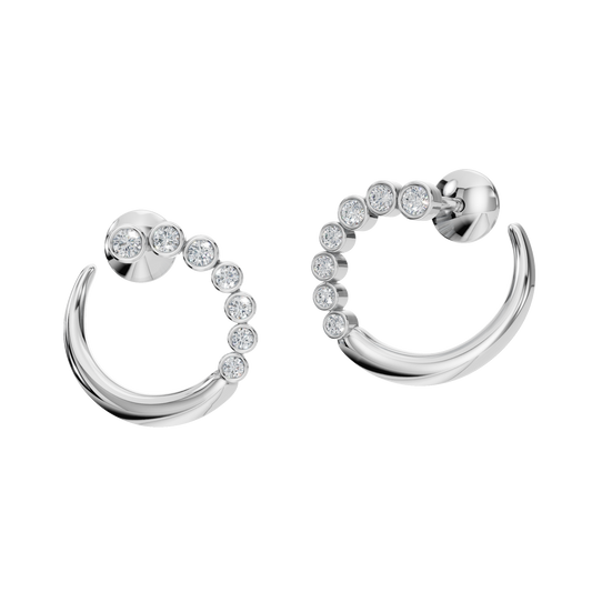 ROUND FANCY BEZEL EARRING