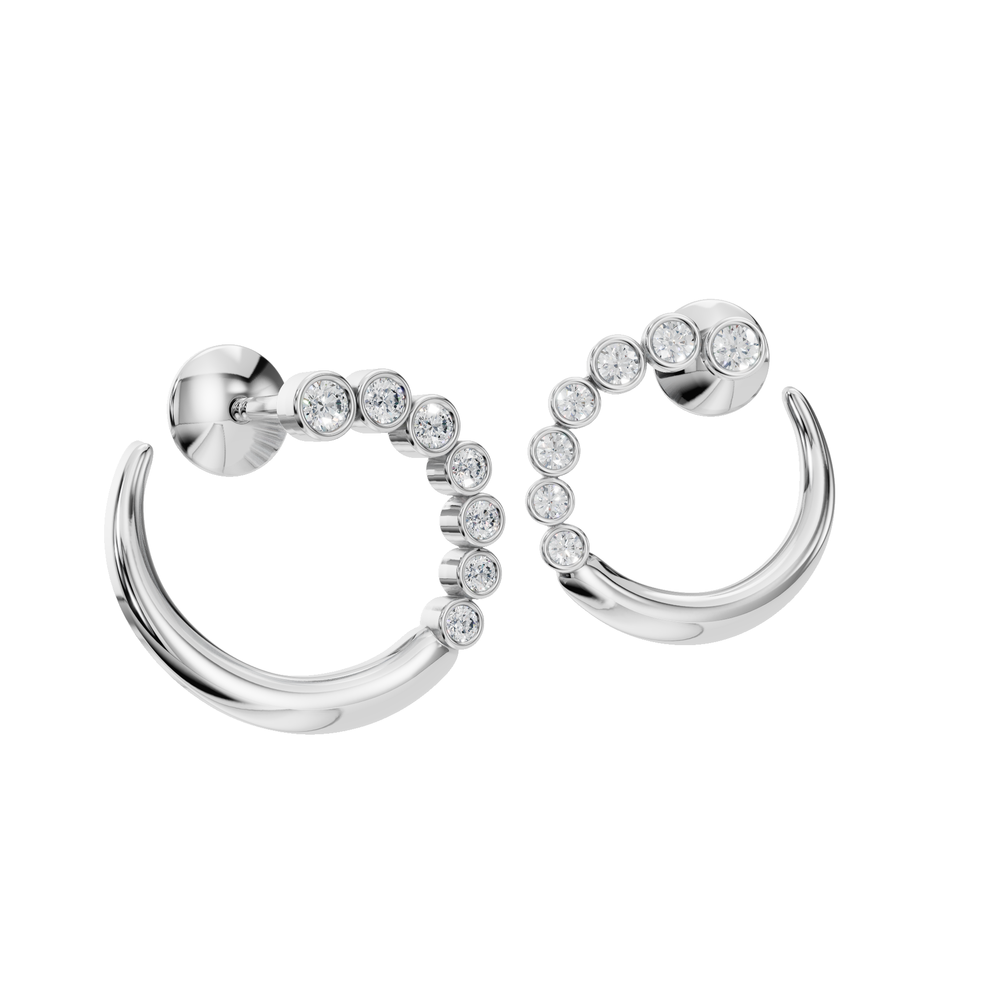 ROUND FANCY BEZEL EARRING