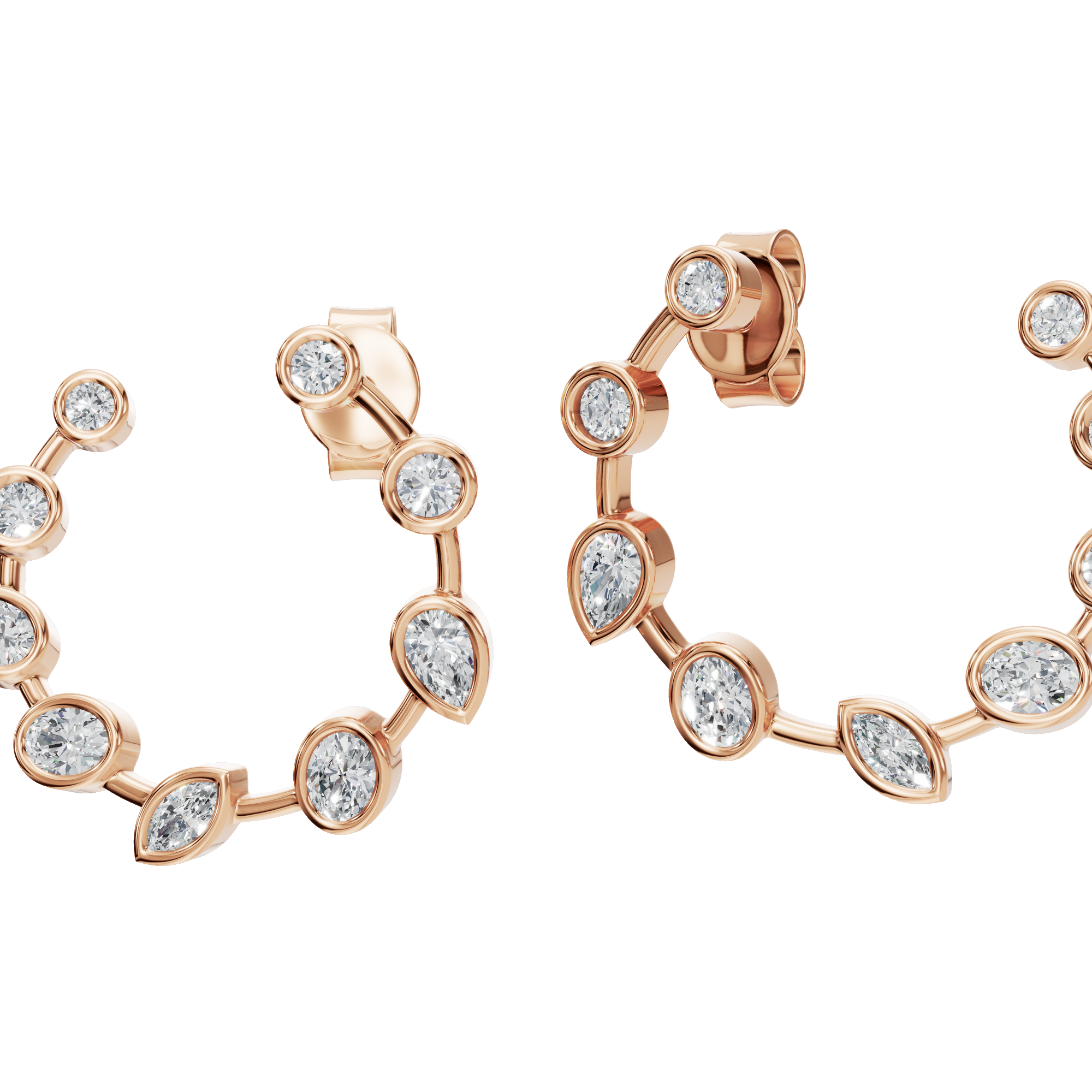 MULTI-SHAPE BEZEL CIRCLE EARRING
