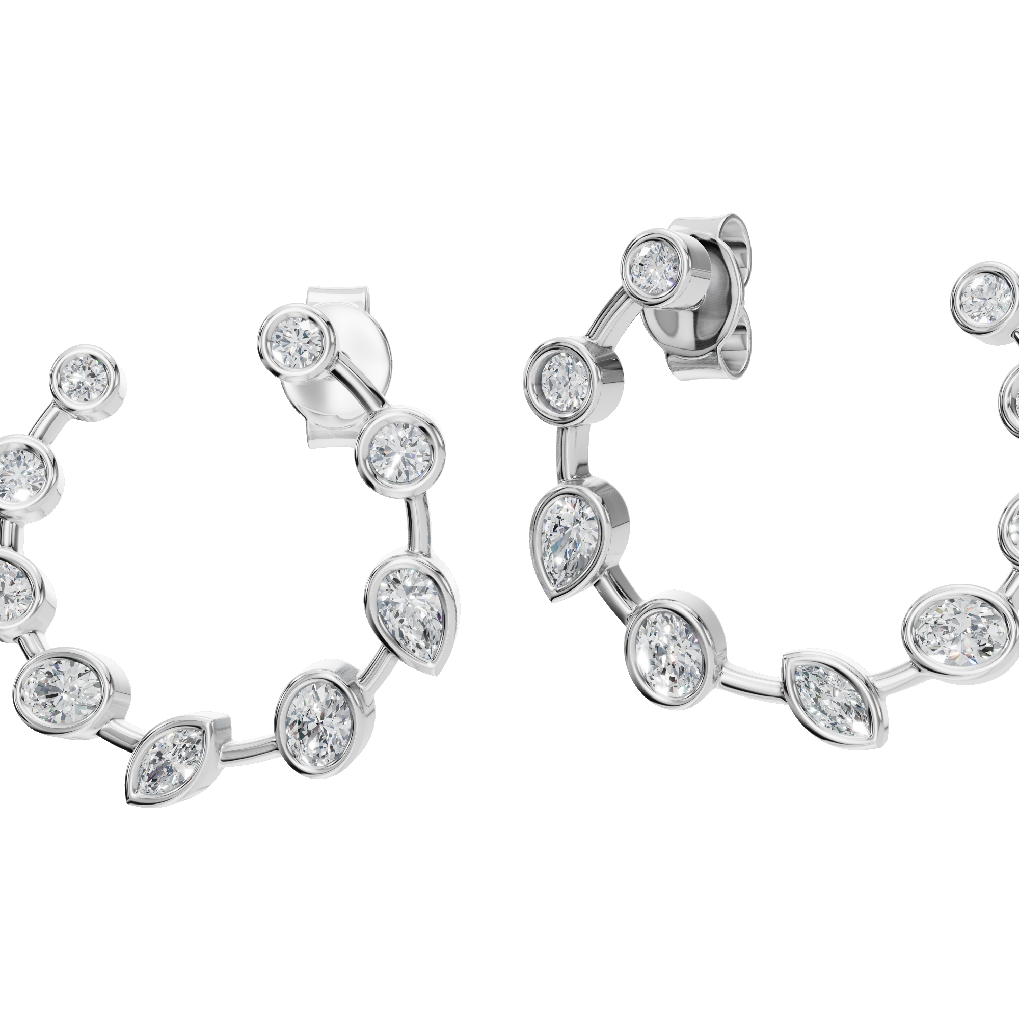 MULTI-SHAPE BEZEL CIRCLE EARRING