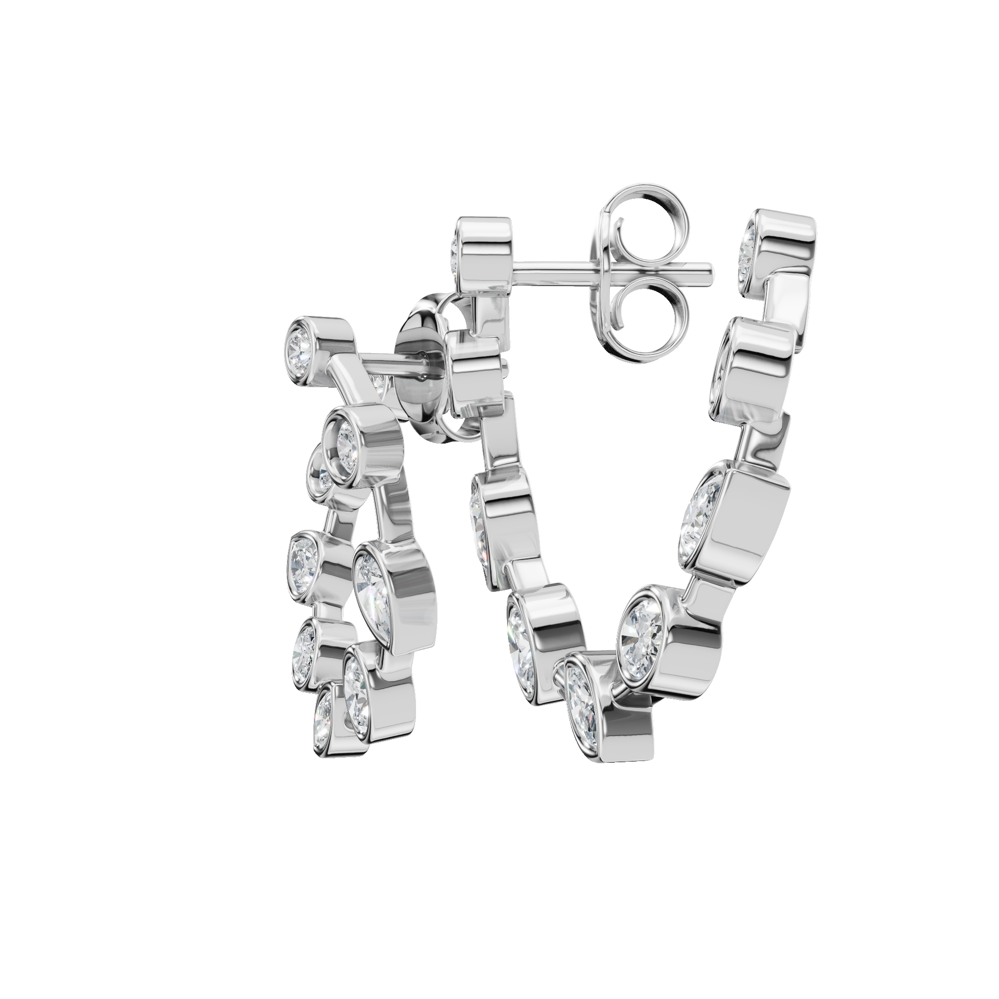 MULTI-SHAPE BEZEL CIRCLE EARRING