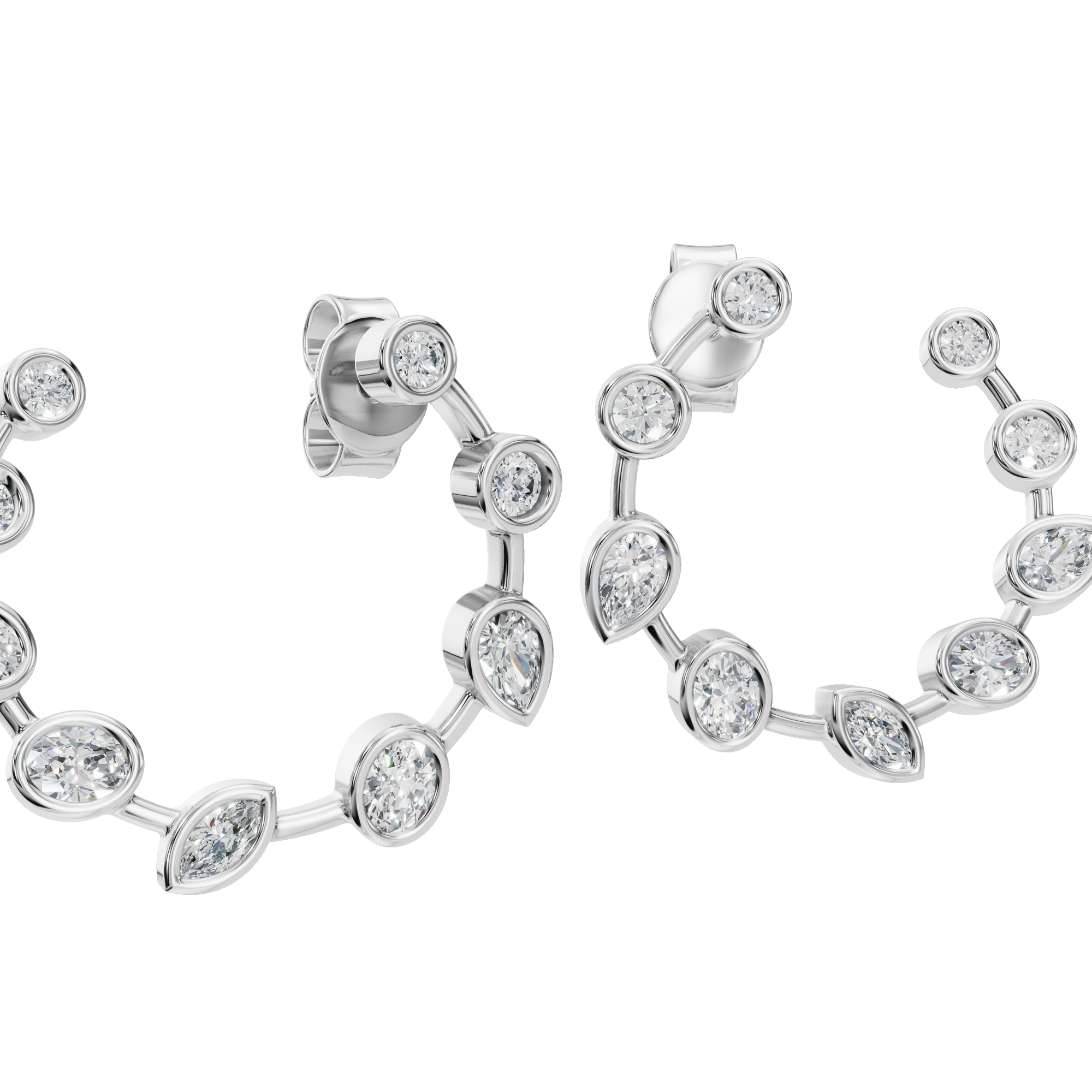 MULTI-SHAPE BEZEL CIRCLE EARRING