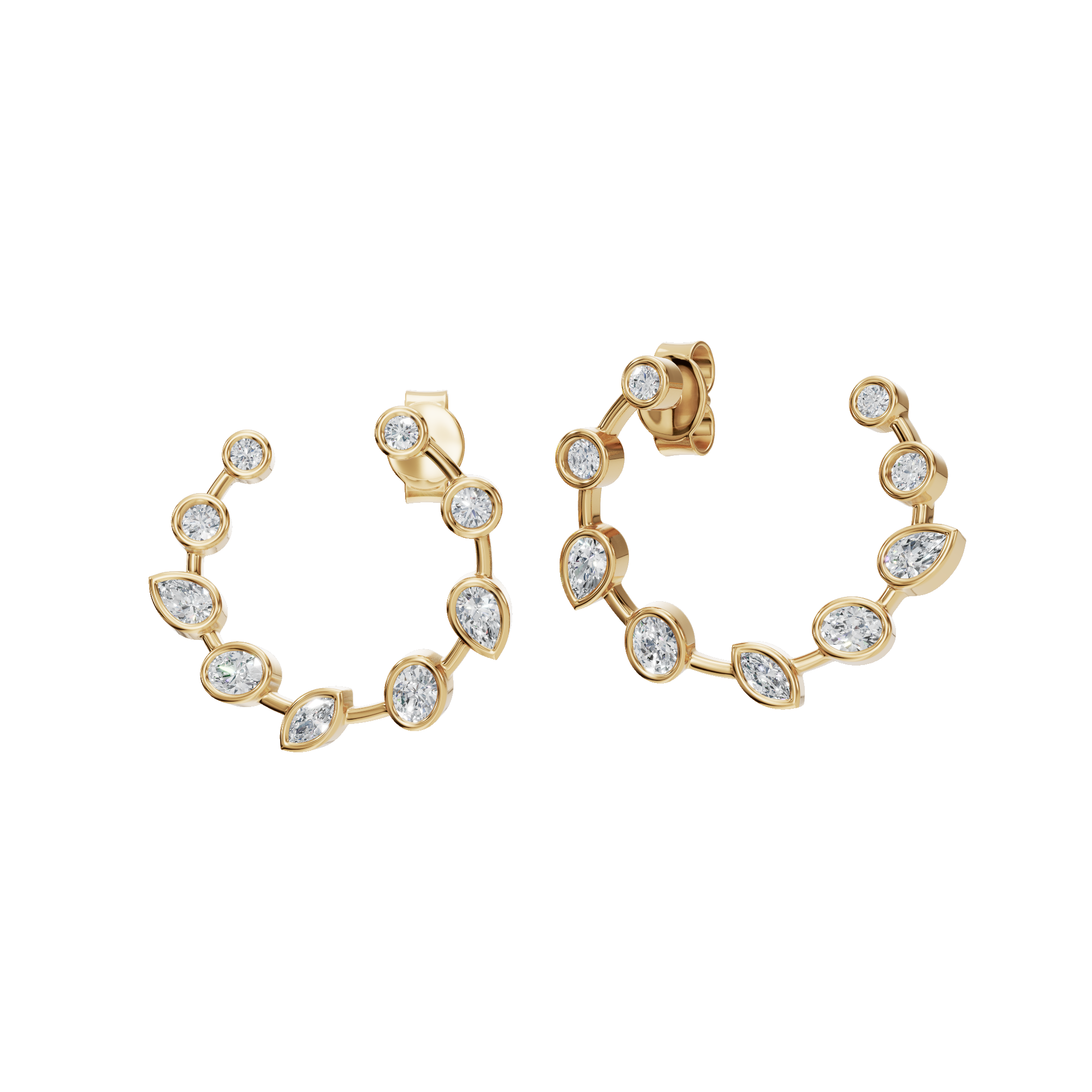 MULTI-SHAPE BEZEL CIRCLE EARRING