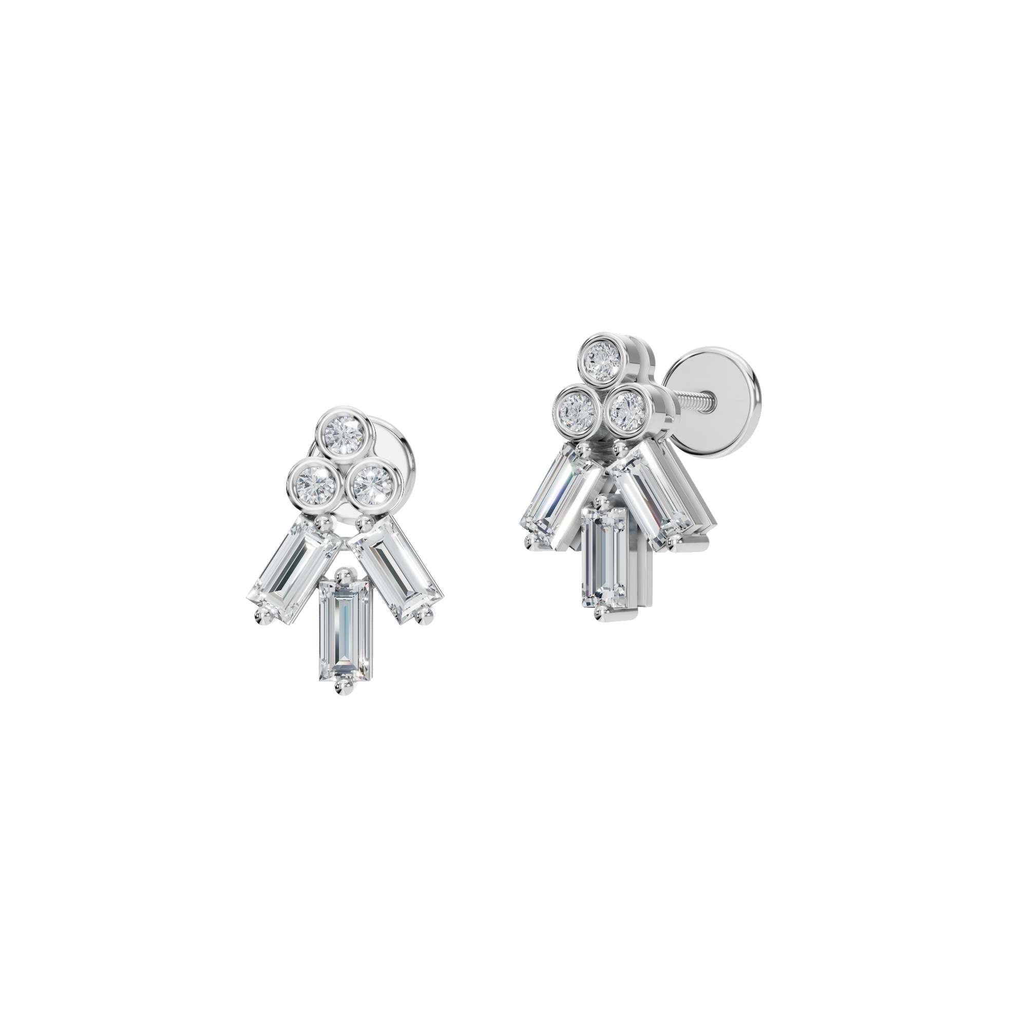 BAGUETTE ROUND EARRING
