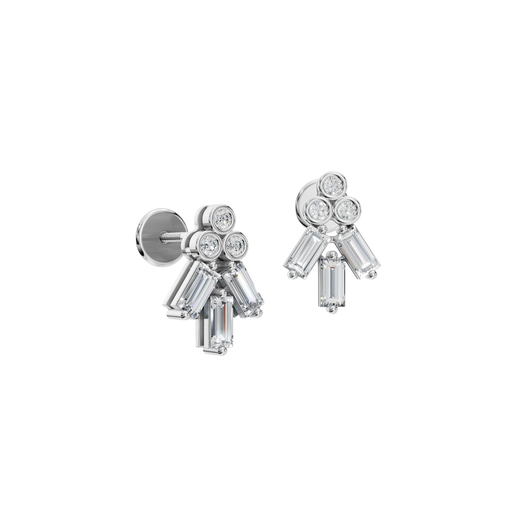 BAGUETTE ROUND EARRING