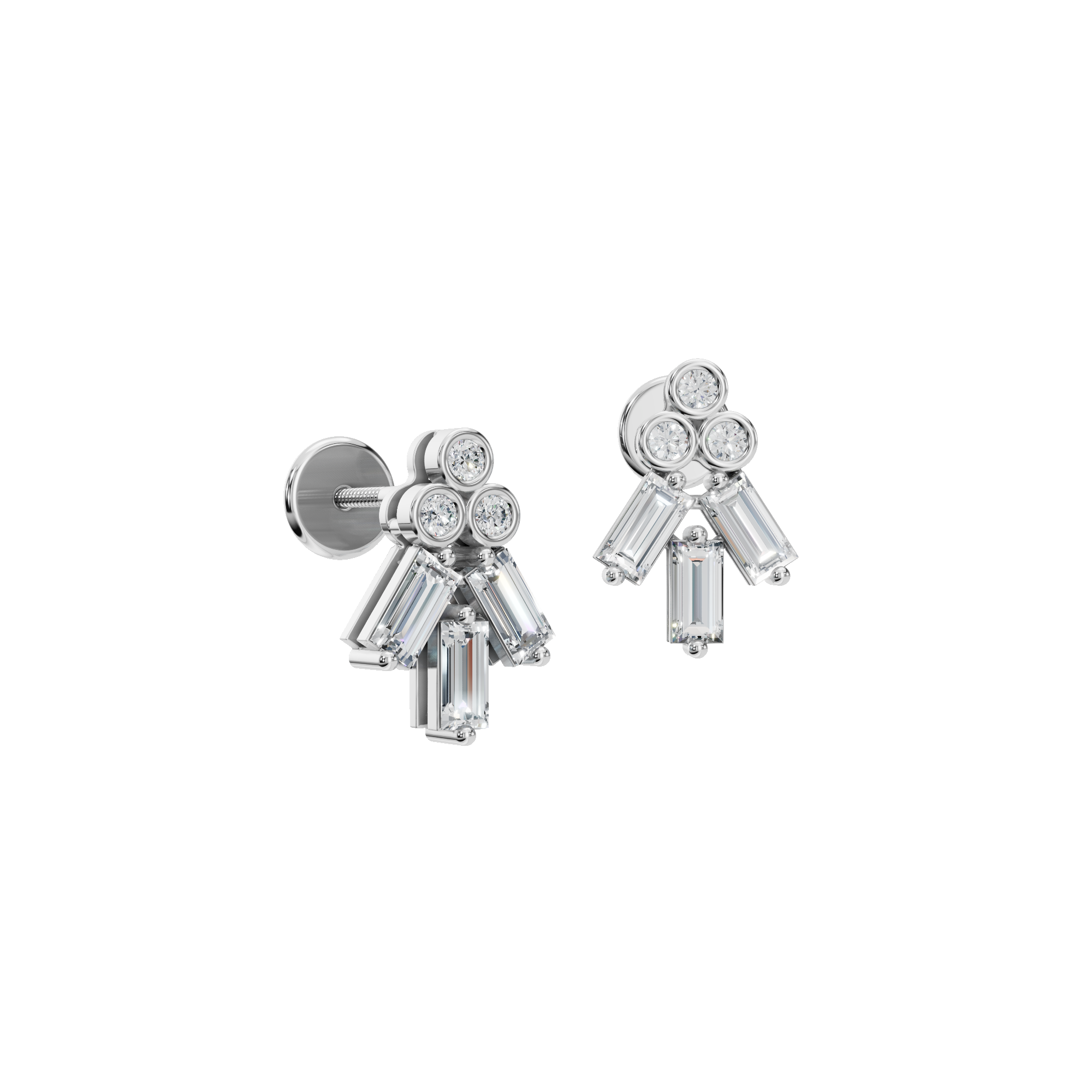 BAGUETTE ROUND EARRING