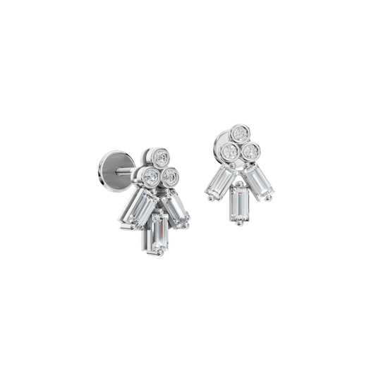 BAGUETTE ROUND EARRING - M&D Signature Jewels