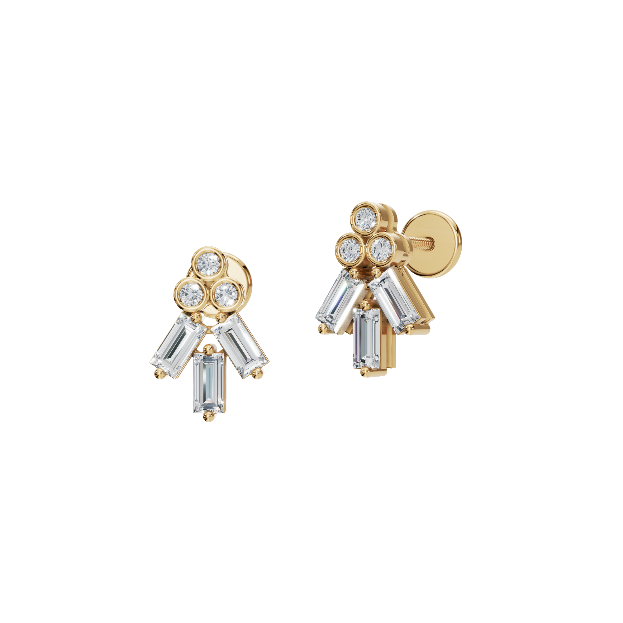 BAGUETTE ROUND EARRING