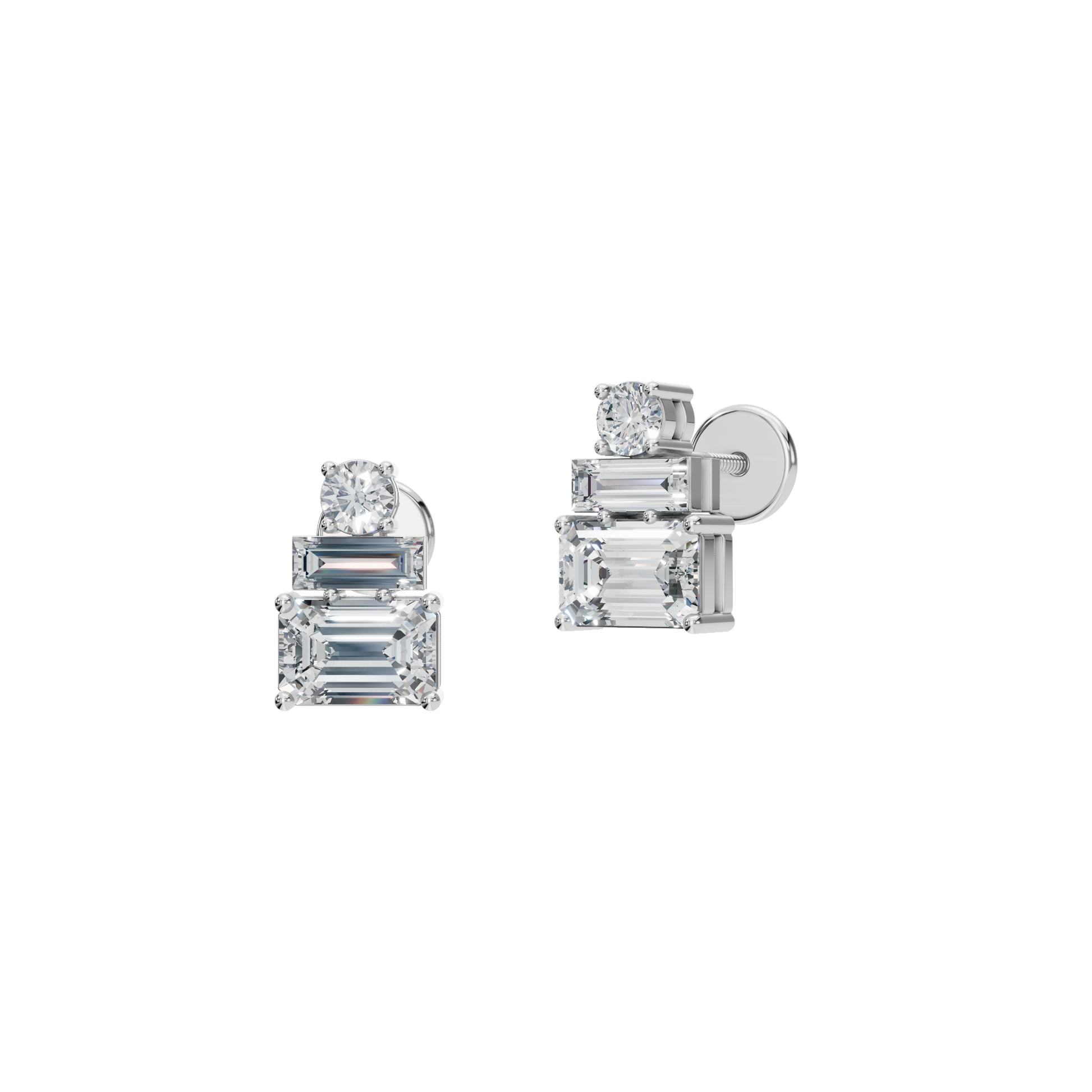 BAGUETTE ROUND EARRING - M&D Signature Jewels