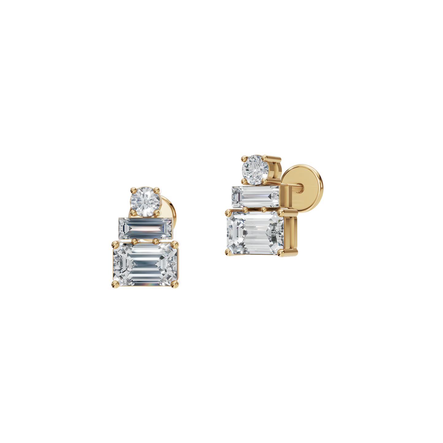 BAGUETTE ROUND EARRING - M&D Signature Jewels