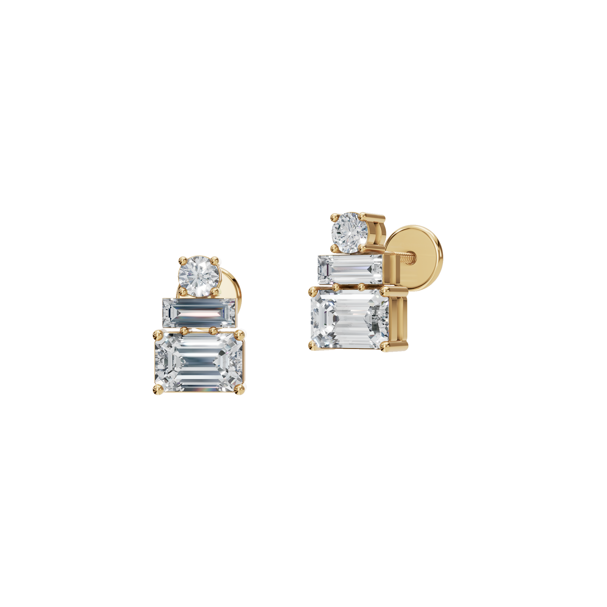 BAGUETTE ROUND EARRING