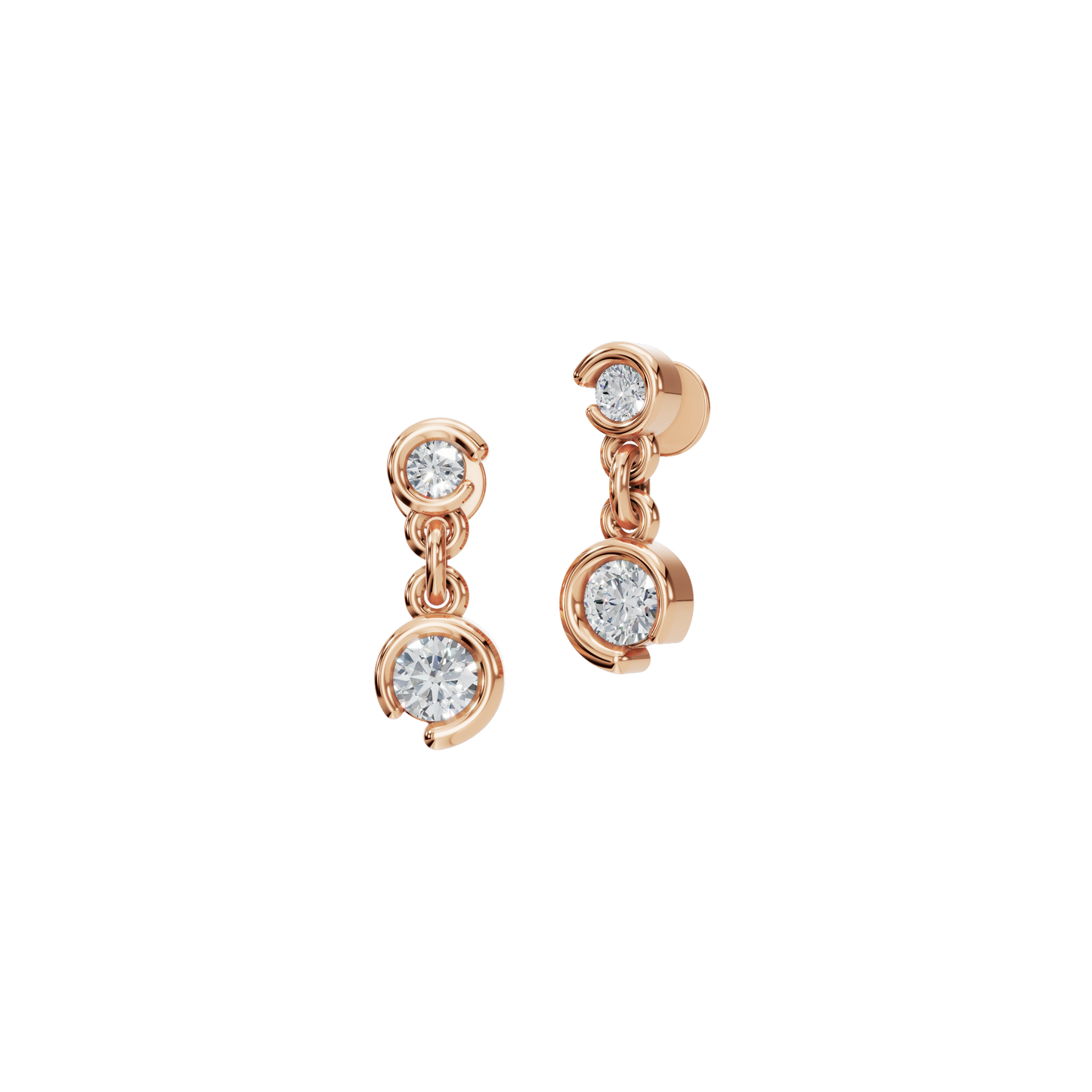 ROUND TWO STONE DROP EARRING - M&D Signature Jewels