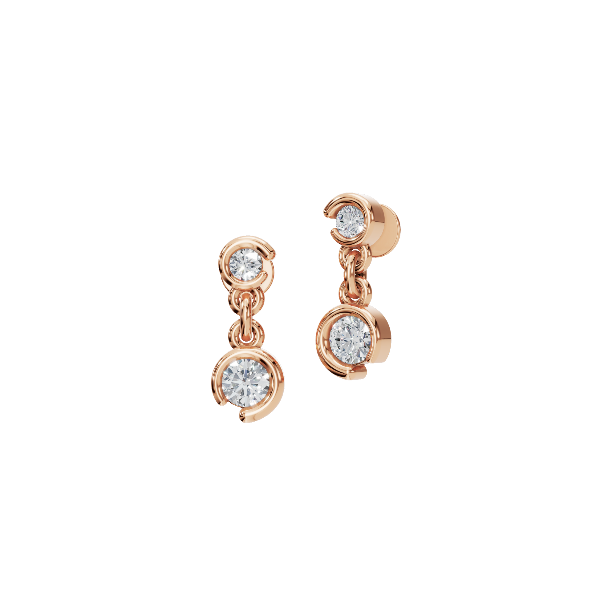 ROUND TWO STONE DROP EARRING