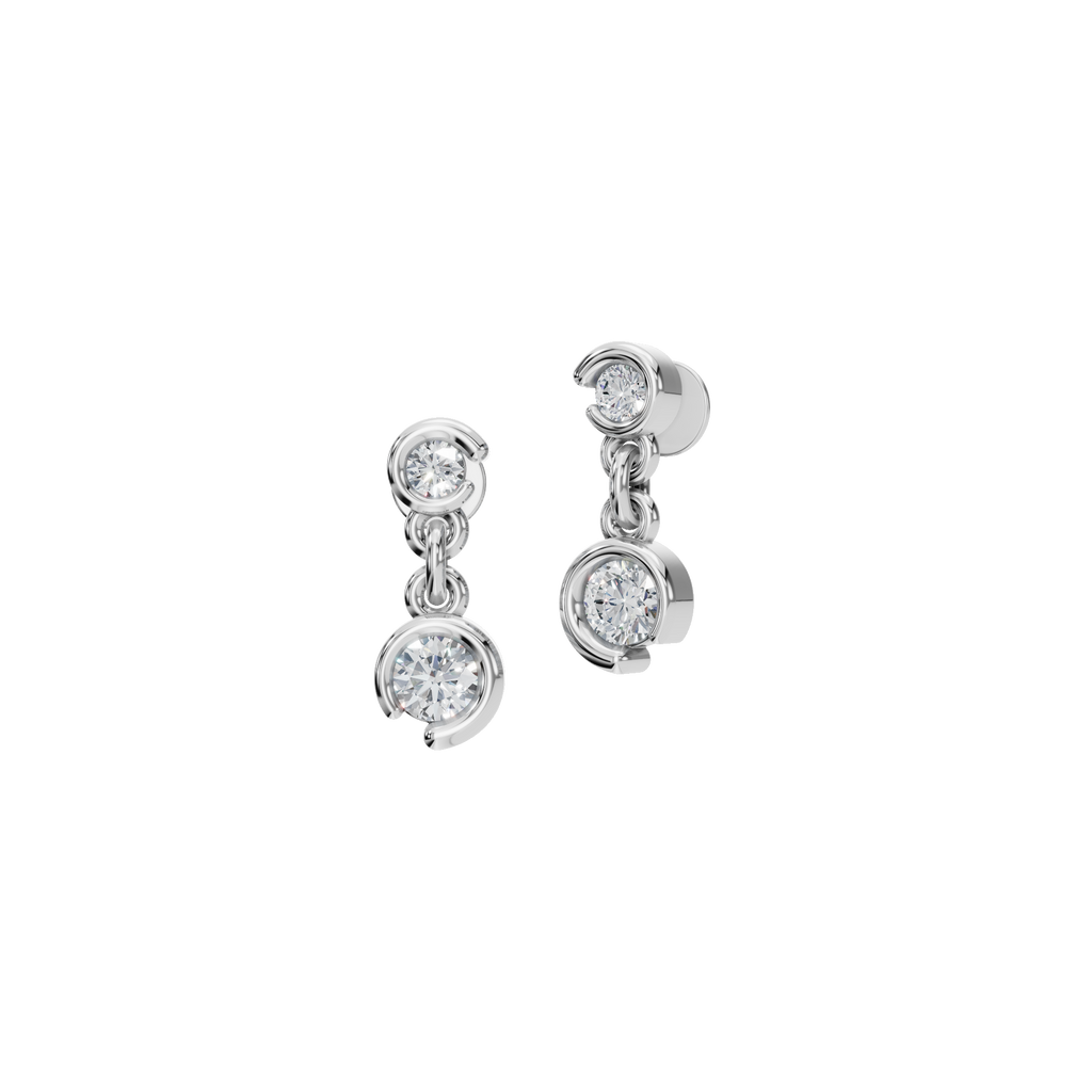 ROUND TWO STONE DROP EARRING