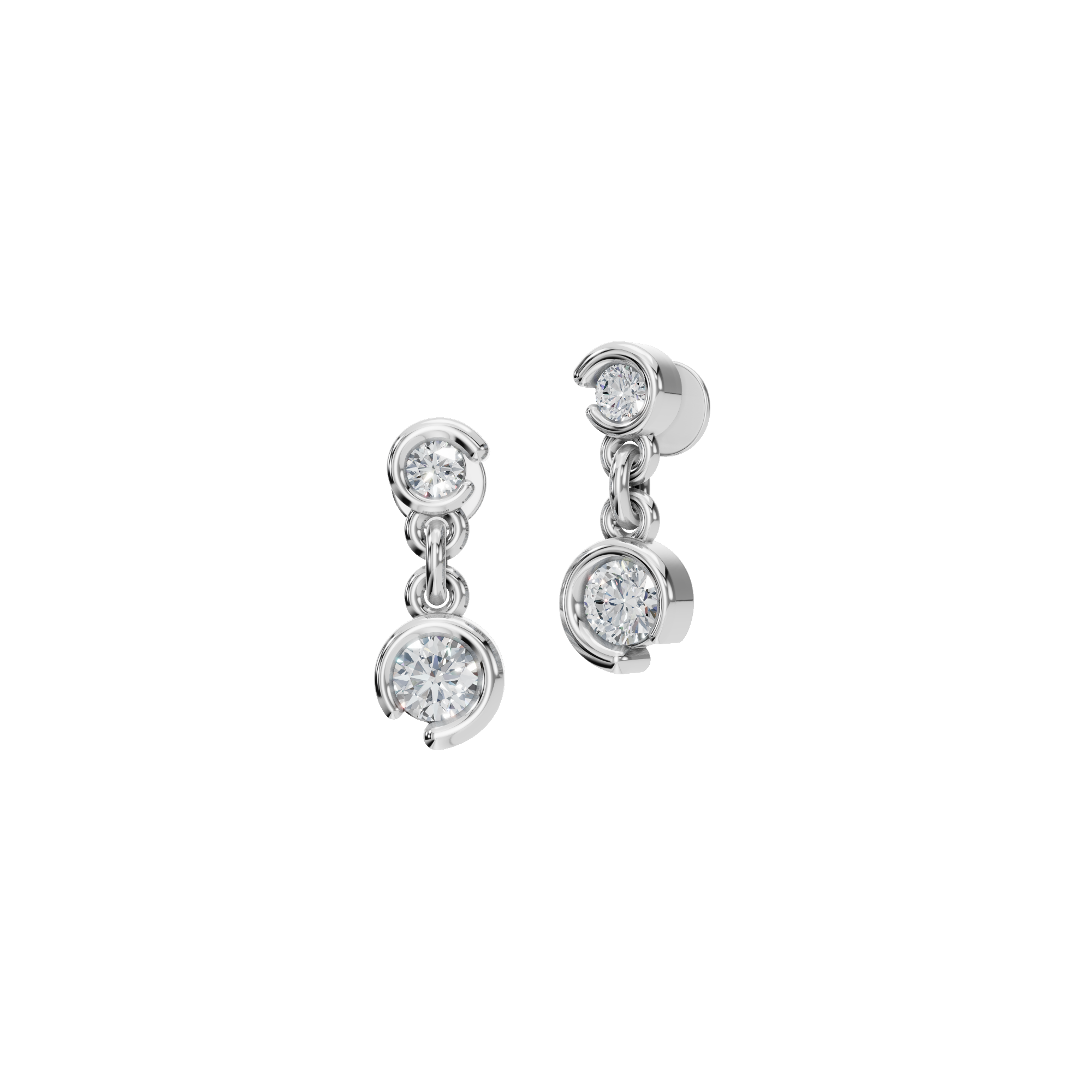 ROUND TWO STONE DROP EARRING