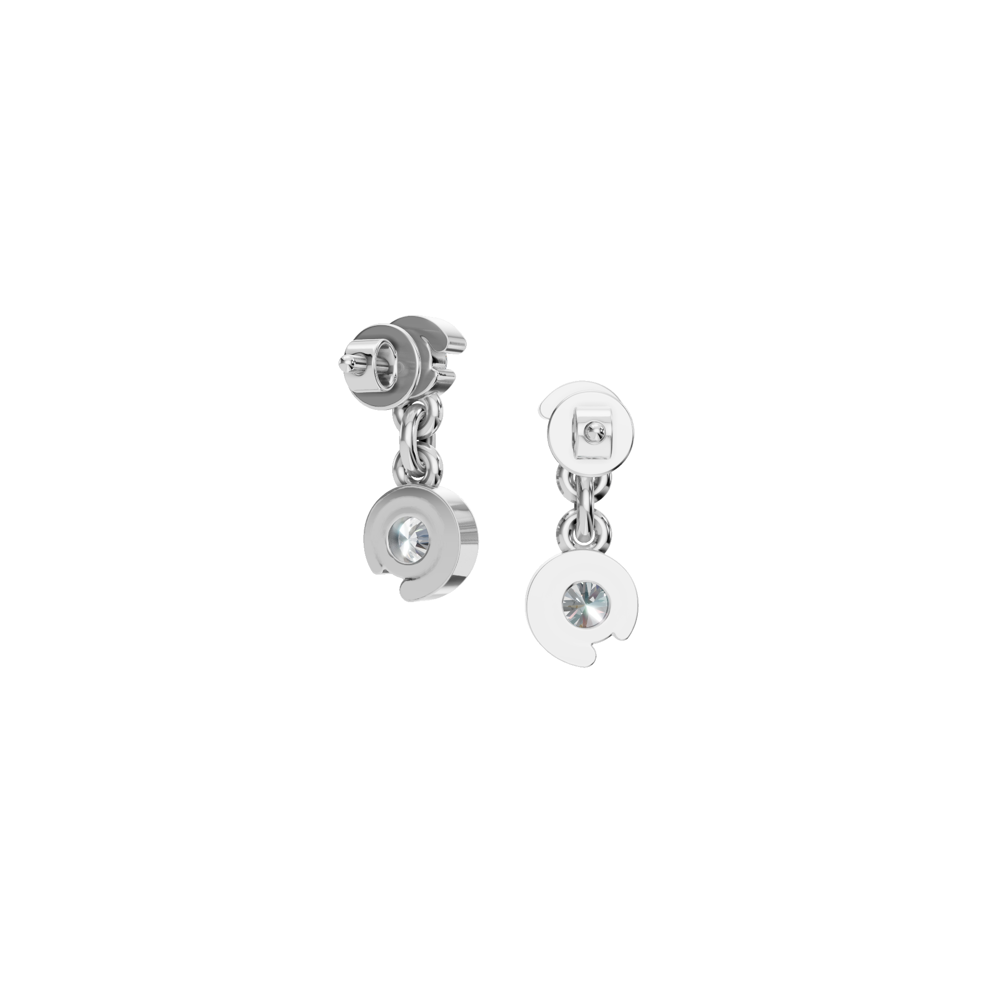 ROUND TWO STONE DROP EARRING