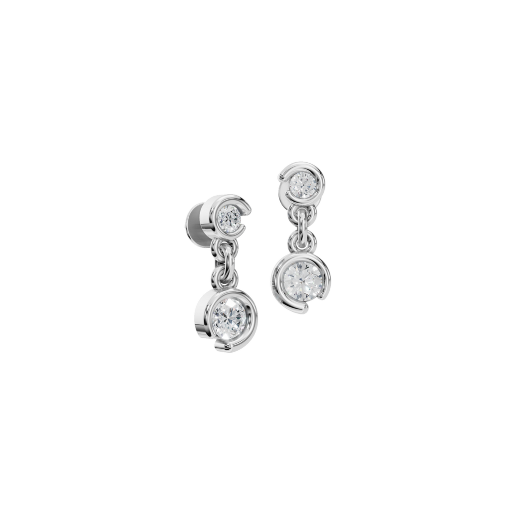 ROUND TWO STONE DROP EARRING