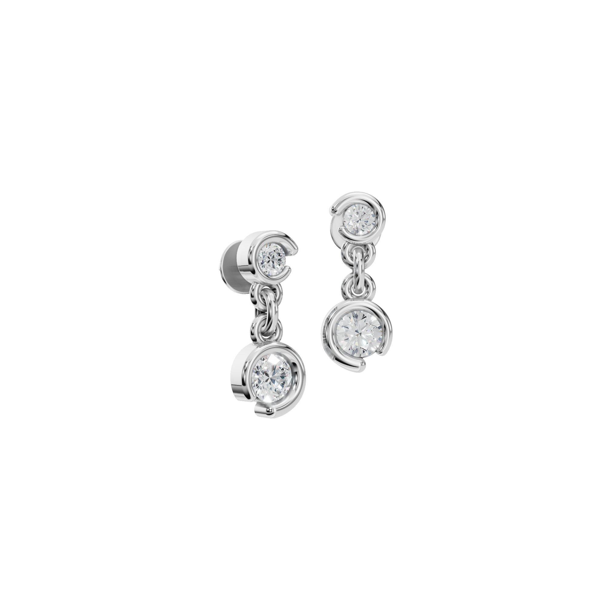 ROUND TWO STONE DROP EARRING