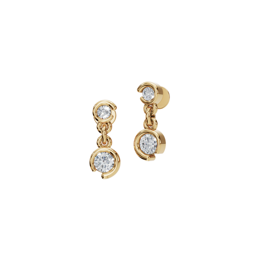 ROUND TWO STONE DROP EARRING - M&D Signature Jewels