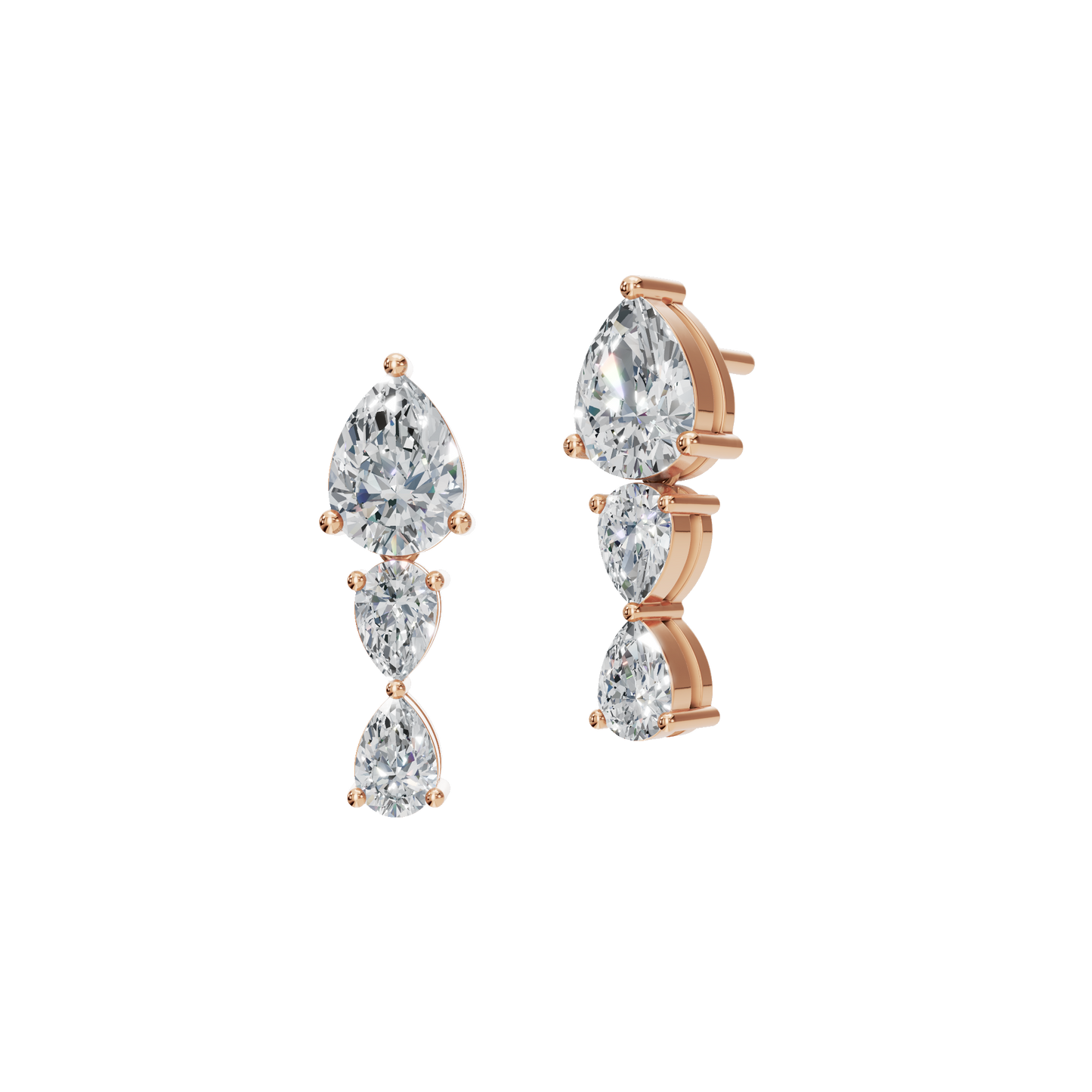 PEAR 3 STONE DROP EARRING - M&D Signature Jewels